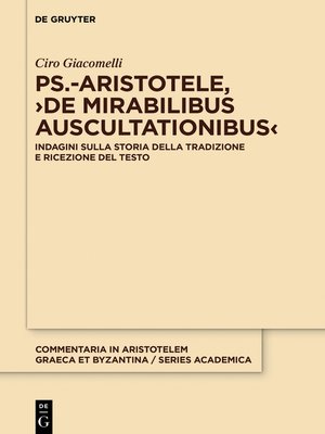 cover image of Ps.-Aristotele, ›De mirabilibus auscultationibus